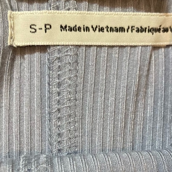 Urban Outfitters Cynthia Clip Dot Sleeve Top Sky Blue Small Puff Ruffle Sleeve - Picture 6 of 9